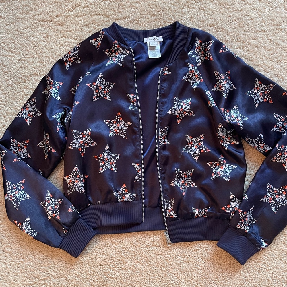 Navy Star Print Kids Shacket